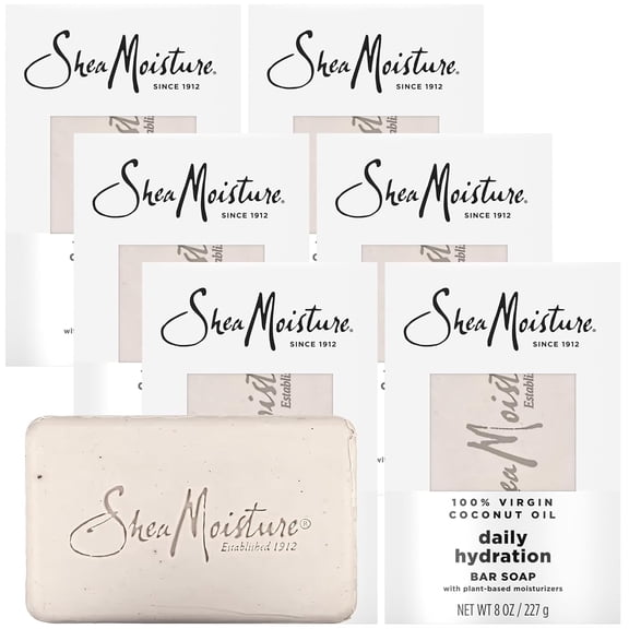 Shea Moisture Shea Butter Body Wash Bar Soap, Cleansing Skin Care to Soften & Restore, 100% Virgin Coconut Oil with Coconut Milk, Shea Butter & Acacia Senegal, 8 Oz Bar - 6 pack