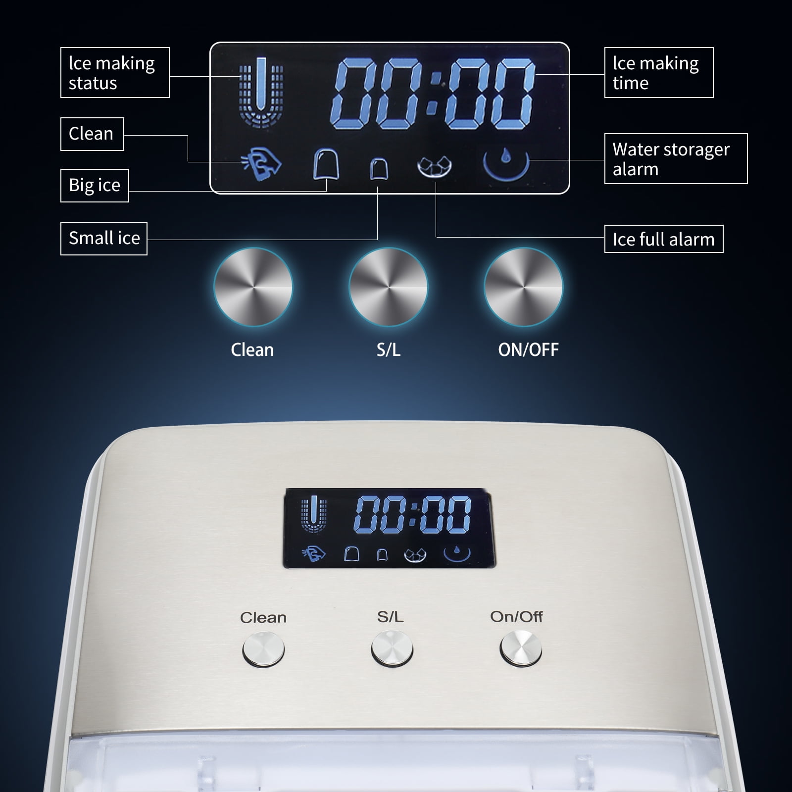 Lowestbest Portable Ice Maker, 24-Hour Countertop Ice Maker, Compact Automatic Ice Maker