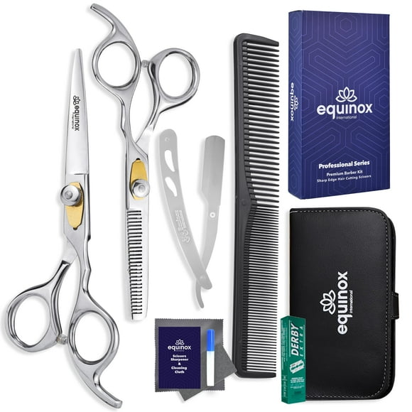 Equinox International - Equinox Professional Hair Scissors Set - Premium Hairdressing Kit, Includes Hair Cutting Scissors, Thinning Scissors