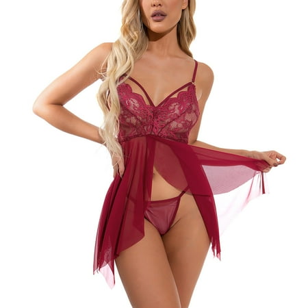 

Women s Lace Sling Hollow Out Thin Temperament Nightdress Lingerie Curvy Women Lingerie Lingerie Bodysuit with Stockings Valentine s Day Lingerie for Women