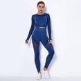 thumbnail image 5 of Conjunto de 2 piezas de mallas y pantalones de manga larga para Yoga sin costuras, traje deportivo para mujer, ropa deportiva para correr, entrenamiento, gimnasio, conjuntos de Fitness, 5 of 5