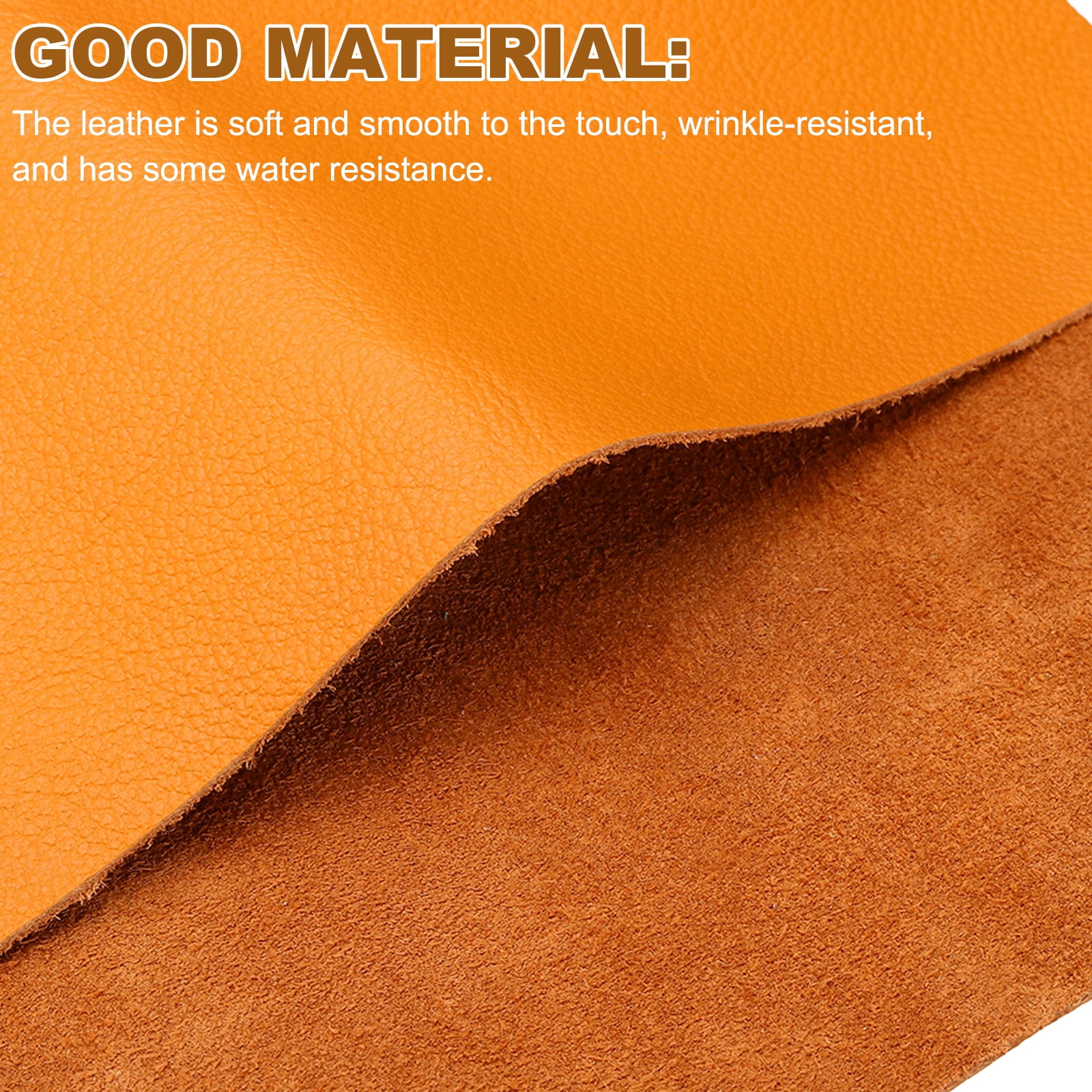Uxcell 2 Pack Genuine Leather Sheet, 7.9" x 11.8" Cowhide Full Grain Leather Pieces, Pre Cut Sheets for Crafting, Sewing, Tooling, Sheath Making, Orange