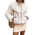 thumbnail image 2 of INSPIRE CHIC Womens Faux Fur Coats Fuzzy Long Sleeves Lapel Collar Smooth Lining Oversized with Pockets Warm Winter Jackets Outwear Small White, 2 of 6