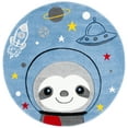 thumbnail image 2 of SAFAVIEH Carousel Kids Happy Sloth Astronaut Area Rug, Blue/Gray, 3' x 3' Round, 2 of 10