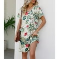 thumbnail image 4 of Defitshape Women's Short Sleeve Dress V Neck Floral Printed Dresses Summer Date NightElegant Thin Holiday Sundress Green X-Large, 4 of 4