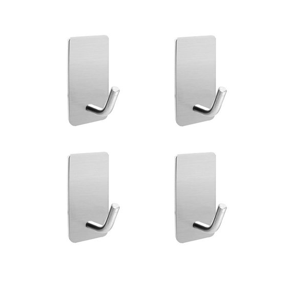 BE-TOOL 4PCS Razor Holder for Shower, 304 Stainless Steel Hanging Wall Metal Hooks Shower Hook for Home Bathroom, Double-Sided Adhesive Silver