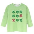 thumbnail image 4 of Girls Long Sleeve Shirt with Glitter Clover and Bow Print, Soft Stretch Tee for Kids 4-12 Years, Multicolor,Size 5-6T, 4 of 5