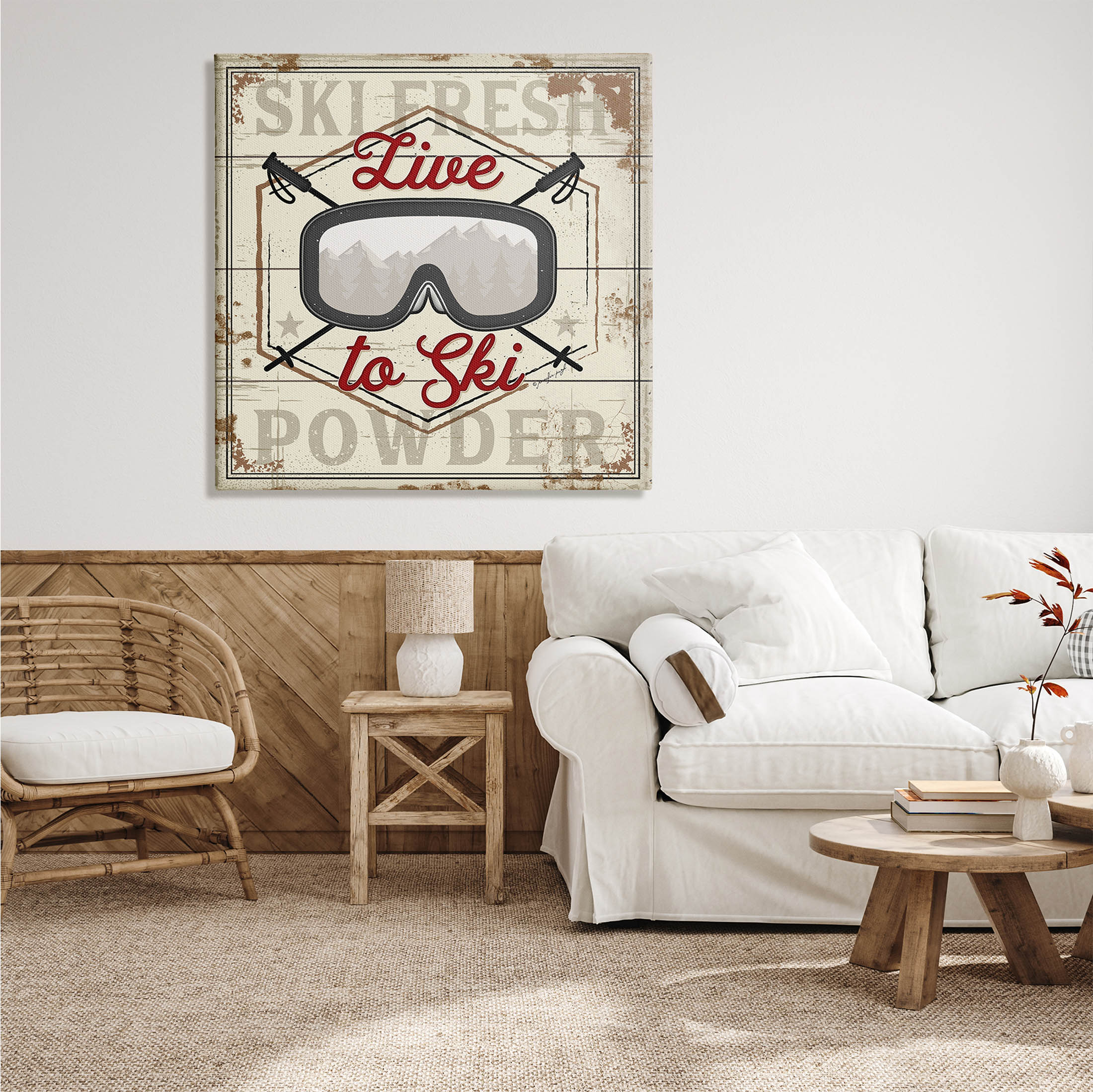 Stupell Industries Live To Ski Sport Goggles Fresh Powder, 36 x 36, Design by Jennifer Pugh