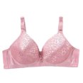 thumbnail image 2 of Bigersell Wireless Bras for Women Lace V-Neck Push up Bra No Underwire Womens Full Figure T-Shirt Bra Comfort Soft Cup Breathable Padded Bralette, B12-17, Pinks, M, 2 of 4