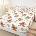 thumbnail image 3 of Manfei Cartoon Gingerbread Man Bed Sheets,Merry Xmas King Sheets,Gold Snowflake Dots Sheet Set For Girl Kids,Breathable Home Decor,4 Pieces, 3 of 7