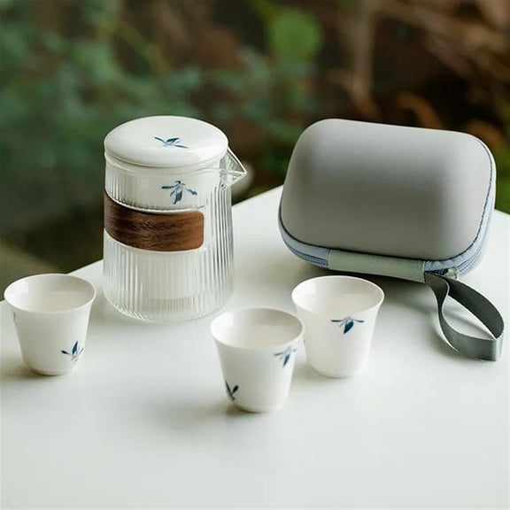 Tea Cup Set Pure Hand-painted Butterfly Orchids Travel Tea Set Portable Teapot And Tea Cup Set 1 Pot 3cups Creative Camping Teaware Services Teapots & Coffee Servers Travel Tea Set