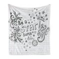 thumbnail image 1 of Teen Room Soft Flannel Fleece Throw Blanket, Be a Super Star Phrase on a Notebook Paper Backdrop with Stars and Crown Print, Cozy Plush for Indoor and Outdoor Use, 60" x 80", Grey White, by Ambesonne, 1 of 6