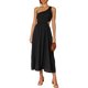 thumbnail image 2 of SAYOO vestidos largos acampanados para mujer 2022, verano sin mangas de un hombro fruncido Color sólido recorte de una pieza SAYOO casual, 2 of 7