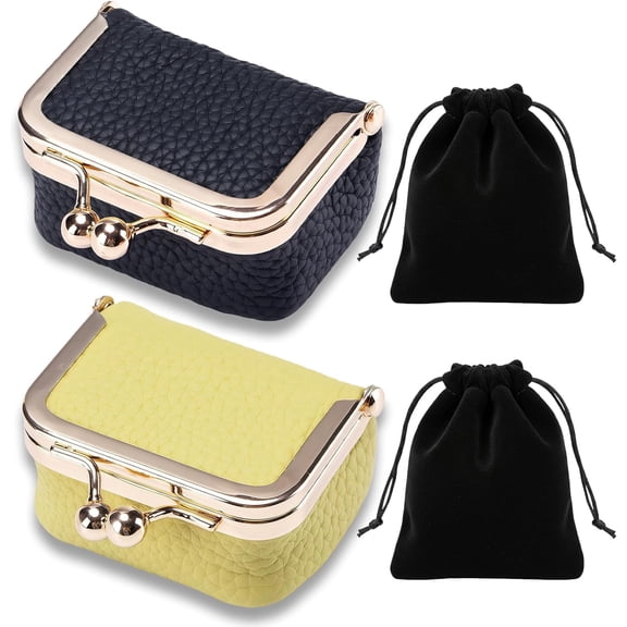2-Pack Genuine Leather Mini Jewelry Case, Portable Travel Jewelry Box with Lock for Rings and Earrings, Small Organizer for Women