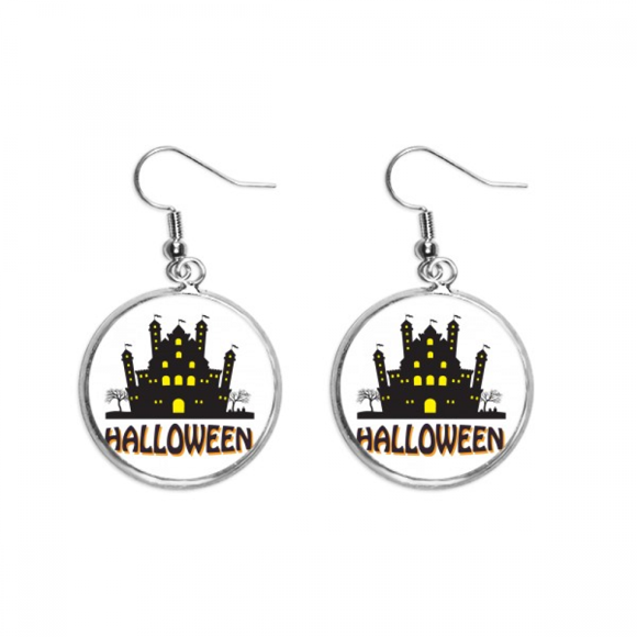 Halloween The Brightly Lit Castle Ear Dangle Silver Drop Earring Jewelry Woman