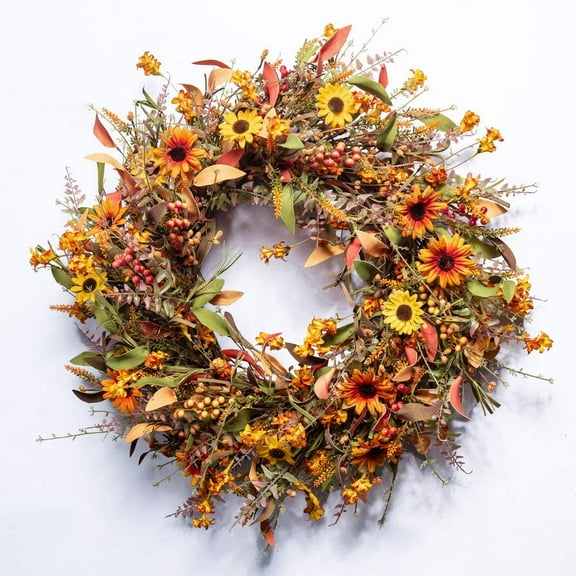 Fall Wreaths for Front Door 24 Inch Artificial Fall Wreath Large Autumn Wreath for Outside Wall Porch Harvest Thanksgiving Day Celebration