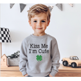 thumbnail image 3 of Bump and Beyond Designs St. Patrick's Day Shirt for Girls and Boys, Glitter Shamrock Kiss Me I'm Cute Sweatshirt (Heather Grey 2T), 3 of 4
