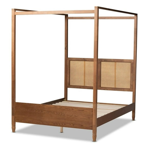 Bowery Hill Brown Finished Wood King Size Canopy Bed