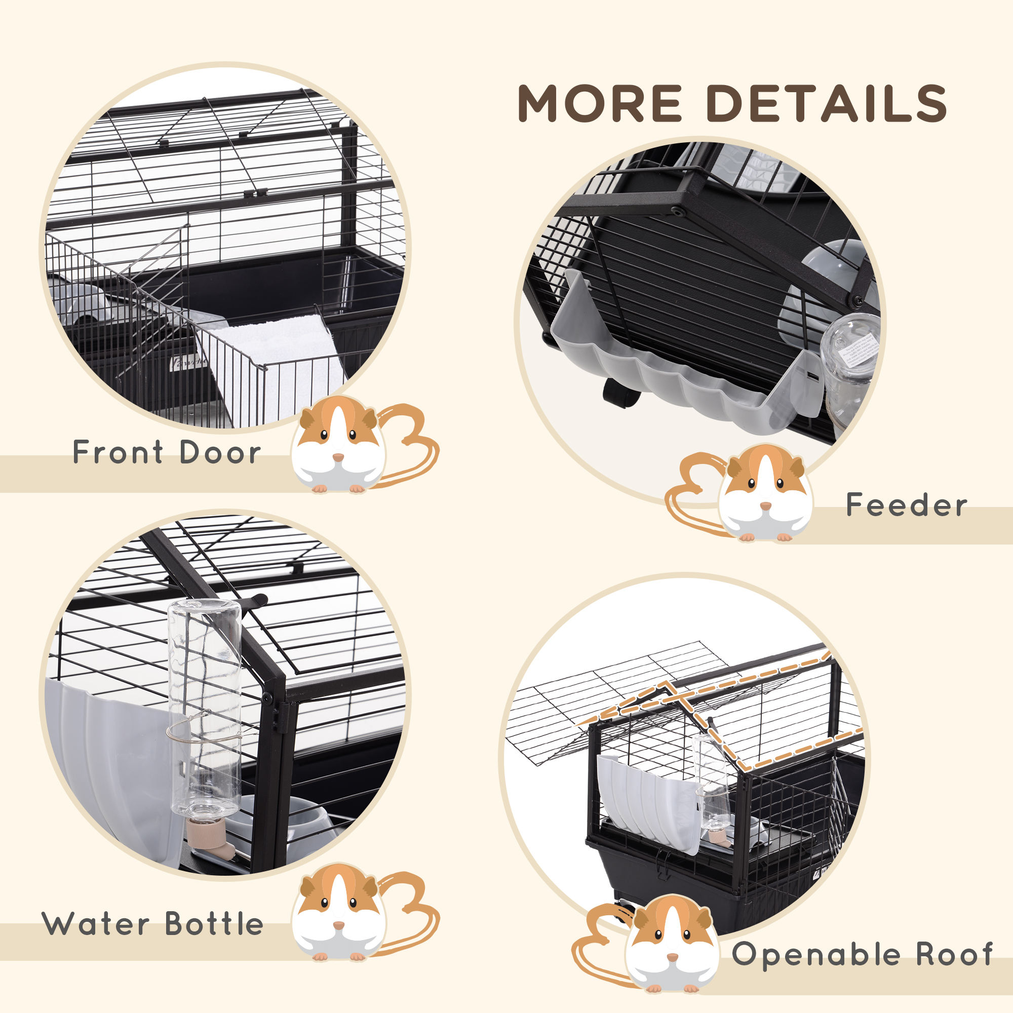 Pawhut Rolling Metal Rabbit & Small Animal Hutch photo 6