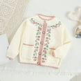 thumbnail image 2 of Gubotare Cardigan for Girls Casual Baby Girl Cardigan Sweater Infant Toddler Long Sleeve Button Up Knit Jacket Coat Warm Fall Winter Clothes 3T 4T (White,3-4 Years), 2 of 5