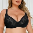 thumbnail image 1 of Plus Size Simple Bra  Women‘s Plus Floral Lace Non Padded Medium Stretch Bow Bra, 1 of 7