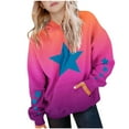 thumbnail image 2 of Sookity Girls Cute Star Print Hoodies Oversized Long Sleeve Pullover Casual Loose Tops Sweatshirt Fall School Trendy Clothes with Pockets Hot Pink,120 Kids Hoodies, 2 of 7