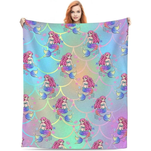 Mermaid Blanket for Girls,Kids Mermaid Throw Blanket for Boys and Girls,Cool Cute Soft Throw Blanket Gifts, 50x60 Comfy Blanket for Boys Kids Teen