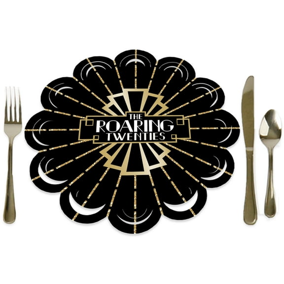 Big Dot of Happiness Roaring 20’s - 1920s Art Deco Jazz Party Round Table Decorations - Paper Chargers - Place Setting For 12