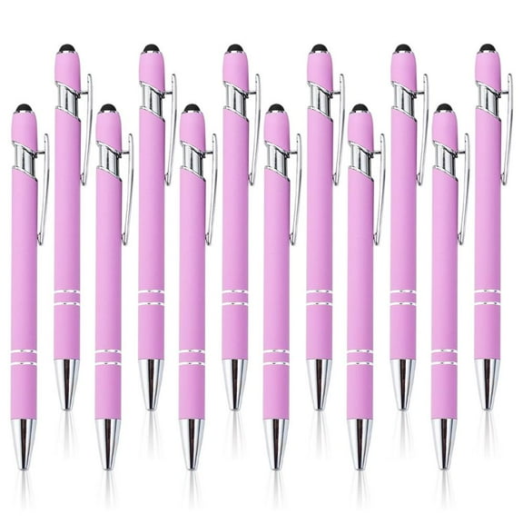 12 Pack Ballpoint Pens Ballpoint Stylus Pens for Touch Screens, Ball Point Pens Black Ink Pens for Writing, Retractable Pens with Stylus Tips, Metal Pen Sets for Women Gift, 1.0 Mm Smooth Writing Pens