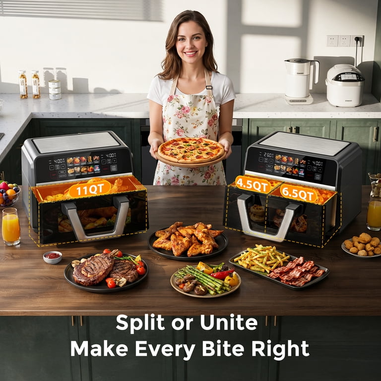 Patbrela 11QT Dual Basket Air Fryer Oven with Clear Window photo 2