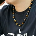 thumbnail image 4 of K-KED 10+8mm Tiger Eye Hematite Obsidian Stone Triple Protection Vintage Mens Necklace-Red Tiger's Eye (8 mm )-75 cm/30 inch, 4 of 9