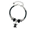 thumbnail image 2 of Delight Jewelry Silvertone Small Black Resin Skull with Clear Crystals Niece Celtic Knot Leather Bead Bracelet, 7"+2" Extender, 2 of 4