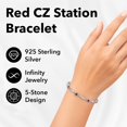 thumbnail image 3 of 925 Sterling Silver Red Cubic Zirconia Link Bracelet for Women Infinity Jewelry 7.25" Cttw 0.8 Birthday Christmas Gifts for Women, 3 of 10