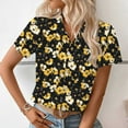 thumbnail image 4 of Cavosen Short Sleeve Womens Blouse Button down Collared Hawaiian Tropical Print Summer Tops Pullover Button up Beach Tees Loose Fit Resort Vacation Shirts Going out T-Shirts L, 4 of 7