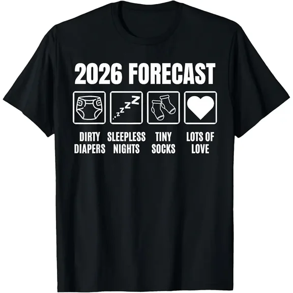 Baby Coming Soon 2026 Forecast Baby Shower Funny New Dad Mom Unisex T-Shirt, up to Size 5XL