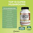 thumbnail image 3 of Lions Mane 10 Super Mushrooms Supplement - Lions Mane, Reishi, Cordyceps, Shiitake Extracts, 3 of 5