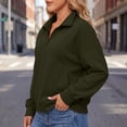 thumbnail image 5 of Jsaierl Quarter Zip Sweatshirts for Women Fall Solid Color V Neck Sweatshirt Lightweight Loose Fit Pullover Cotton Working Out Long Sleeve Tops, 5 of 9