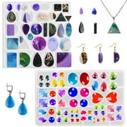 2 Set Resin Jewelry Molds, AIFUDA Resin Molds Silicone for Jewelry Making, Epoxy Resin Mold for DIY Gem Necklace Pendant Earring Making