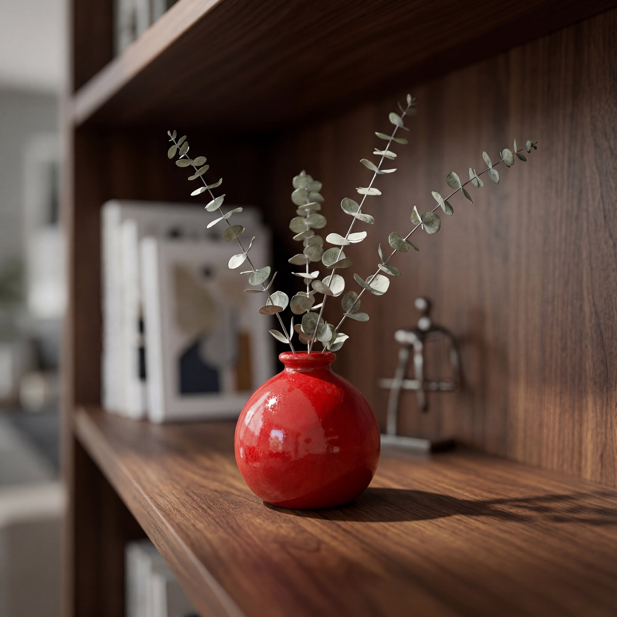 Unique Bargains Small Ceramic Bud Tiny Matte Decorative Vase Red 2.6"L x 2.6"W x 2.8"H