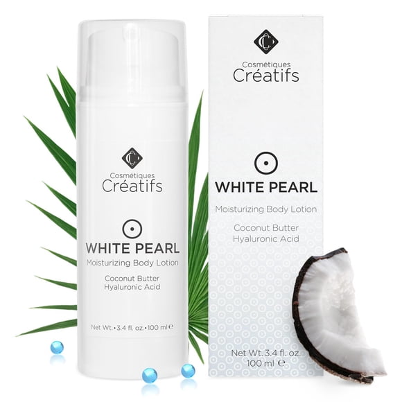 Cosm?tiques Cr?atifs White Pearl Loción corporal hidratante con manteca de coco y ácido hialurónico 3.4 fl. onz.