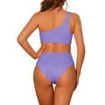 thumbnail image 3 of INSPIRAR CHIC Traje de baño de una pieza para mujer, con un solo hombro, corte asimétrico en la cintura, bañador de canalé, monokini, pequeño, púrpura claro, 3 of 5