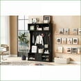 thumbnail image 6 of Hall Tree 57'' 3-in-1 Entryway Bench with 6 Hooks, Drawer & Adjustable Shelves | MDF | Black, 6 of 25