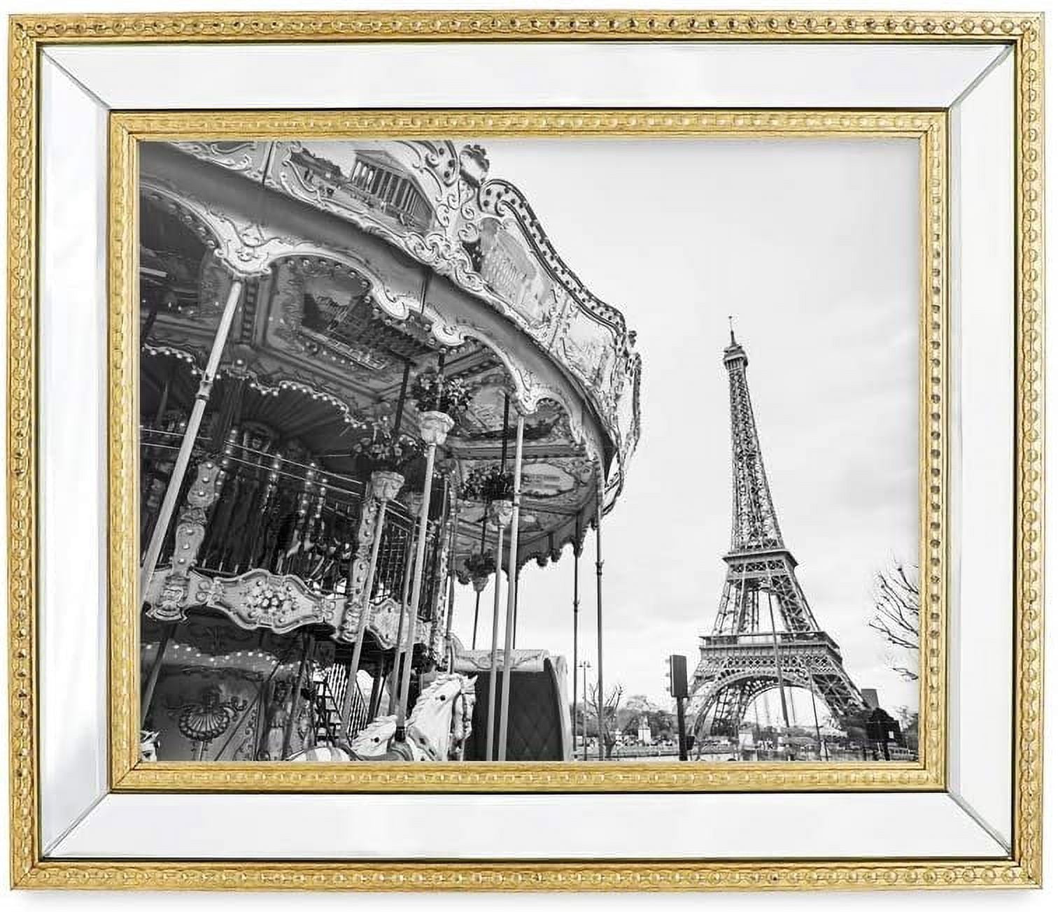 Isaac Jacobs 8x10 Gold Mirror Bead Picture Frame - Classic Mirrored Frame with Dotted Border Made for Wall Display, Tabletop, Photo Gallery and Wall Art
