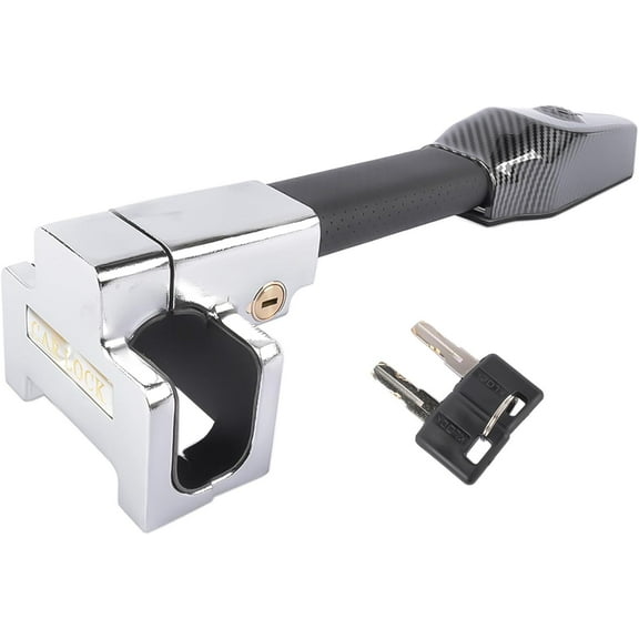 Steering Wheel Lock with Alarm, Heavy Duty Anti-Theft Device Lock with 120db Alarm for Vehicle Auto Truck SUV Van with 2 Keys Black