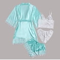 thumbnail image 4 of symoid Womens Nightshirts- short sleeve Print V neck lace Set Sleepwear Pajamas Light blue S, 4 of 9