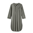 thumbnail image 2 of Previn Men's House Coat Long Sleeve Robe Cotton Long Housecoat Loose Soft Knee Length Comfy Sleeping Nightshirt Pocket Fall Grey X-Small, 2 of 2