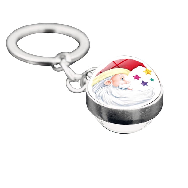 Llaveros para mujer, llavero de billetera, llavero de auto, llavero lindo, llavero navideño, llavero de vidrio de doble cara, llavero de aleación con adorno.