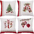 thumbnail image 1 of Juego de 4 fundas de almohada decorativas de Feliz Navidad, almohada de terciopelo navideña para vacaciones de invierno, 1 of 4
