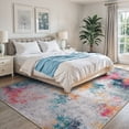 thumbnail image 3 of RUG ROBOT Abstract Washable Area Rugs for Living Room 8'x10', Soft Large Bedroom Rug Non Slip, Ultra Thin Low Pile Modern Carpet for Dining Room, Ivory/Blue, 3 of 10