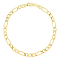 Nuragold 14k Real Yellow Gold Figaro Link 4.5mm Chain Bracelet (7"-9") Italian Jewelry for Men & Women